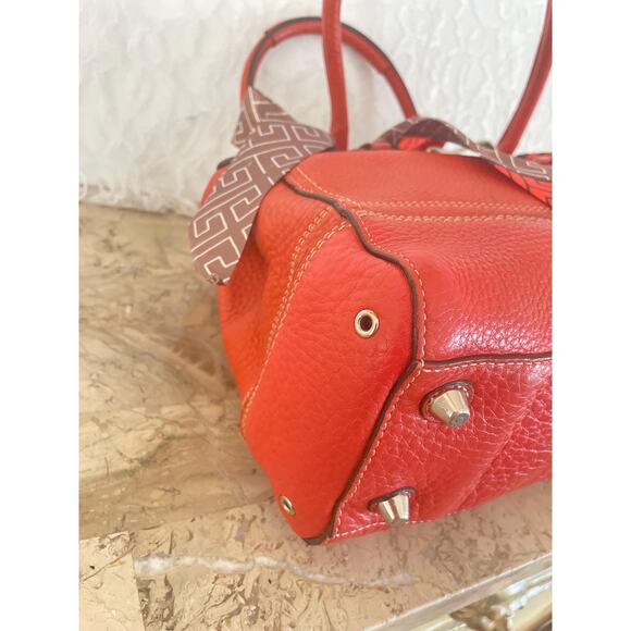 Coach coral Pebbled Leather braided handle Hamilton/Hampton Satchel Bag F13084 - Picture 7 of 9